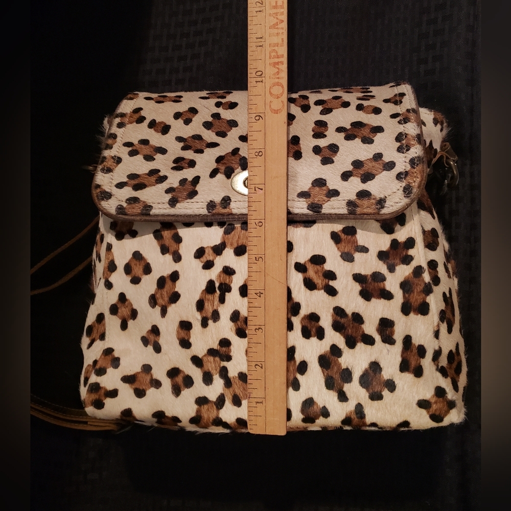 Myra Bag Cowhide Leopard Print Genuine Leather Accents Bag Brown Black - Picture 12 of 16